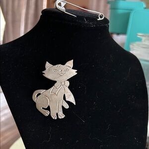 Sterling Silver Mexico Cat Brooch/ pendant